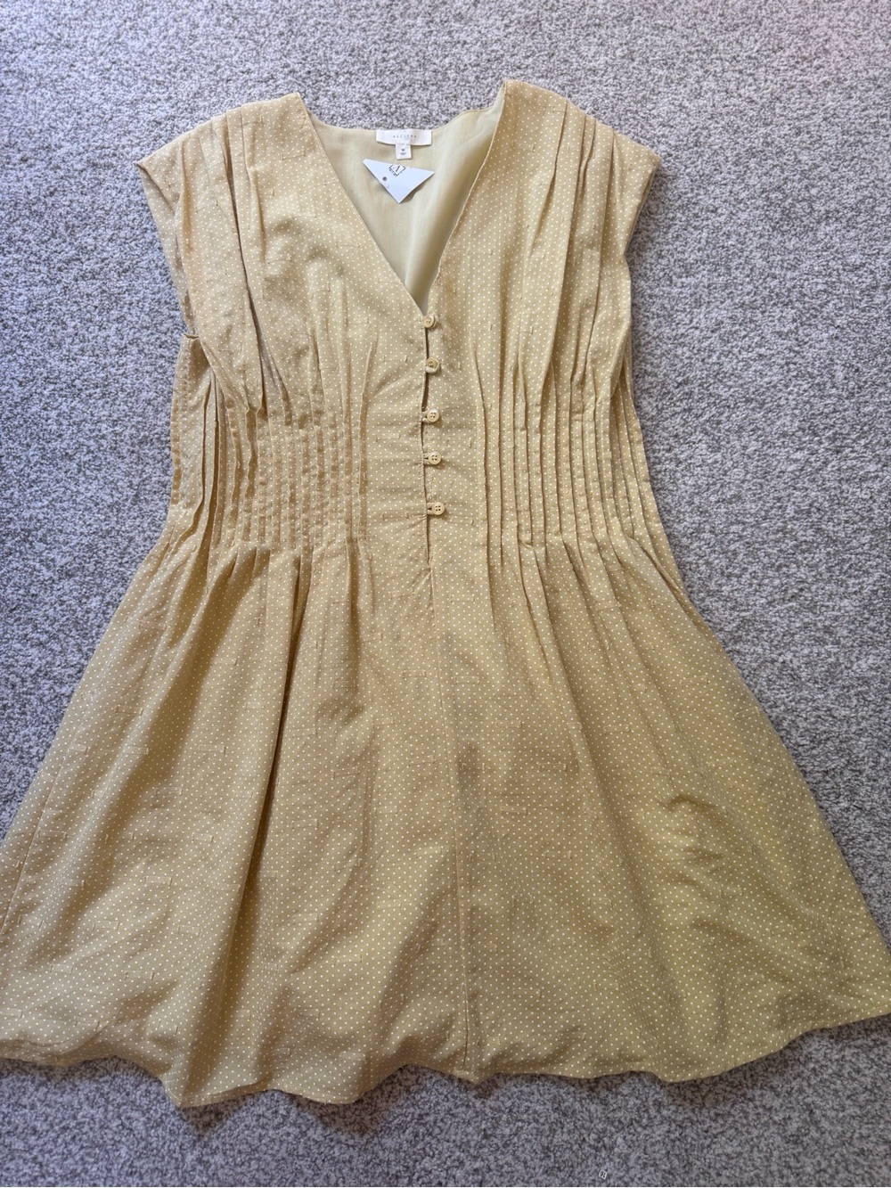 Women's Yellow Polka Dot V-Neck Fit & Flare Dress